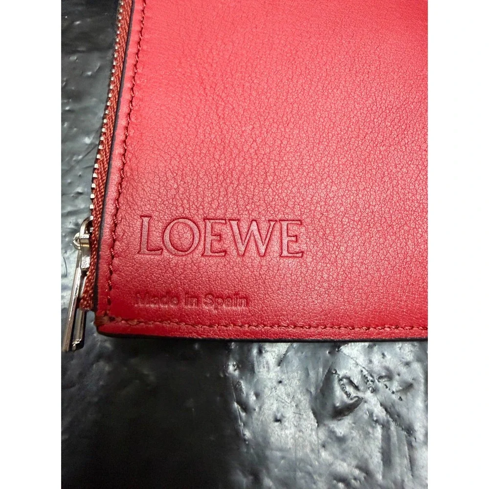 Loewe Soft Grained Calfskin Leather Small Vertical Trifold Wallet Toffee Tan